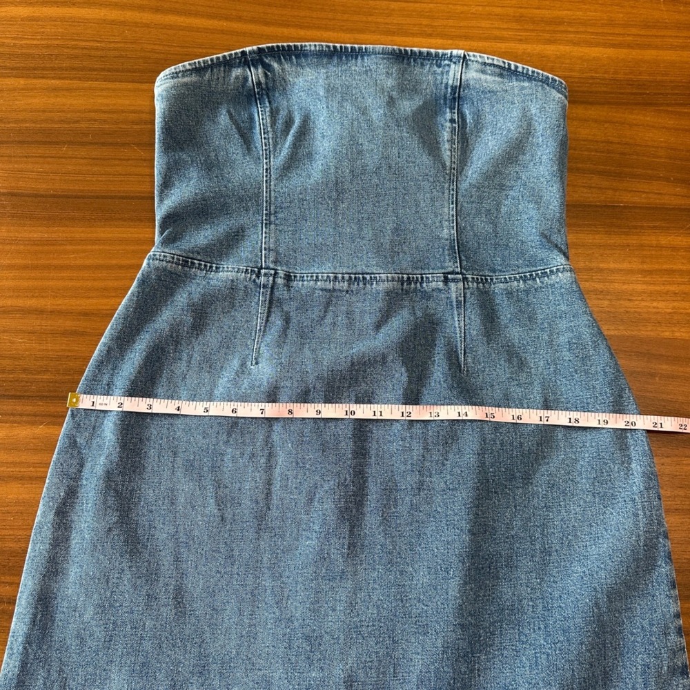 Abercrombie & Fitch Strapless Denim Midi Dress Large Stretch Bodycon Corset NWT - Picture 8 of 13